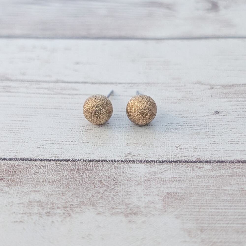 Vintage Stud Earrings Antique Gold Tone Ball